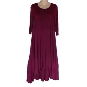 Philosophy Lagenlook Burgundy Plum High Low Maxi 3/4 Sleeve Dress - S   NWT! $98